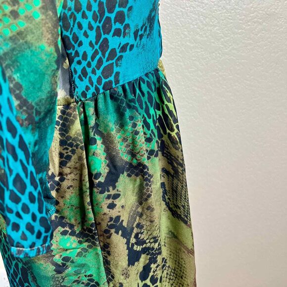 Romeo and Juliet couture green snake print colorful dress sz S boho hippie retro - Picture 11 of 16